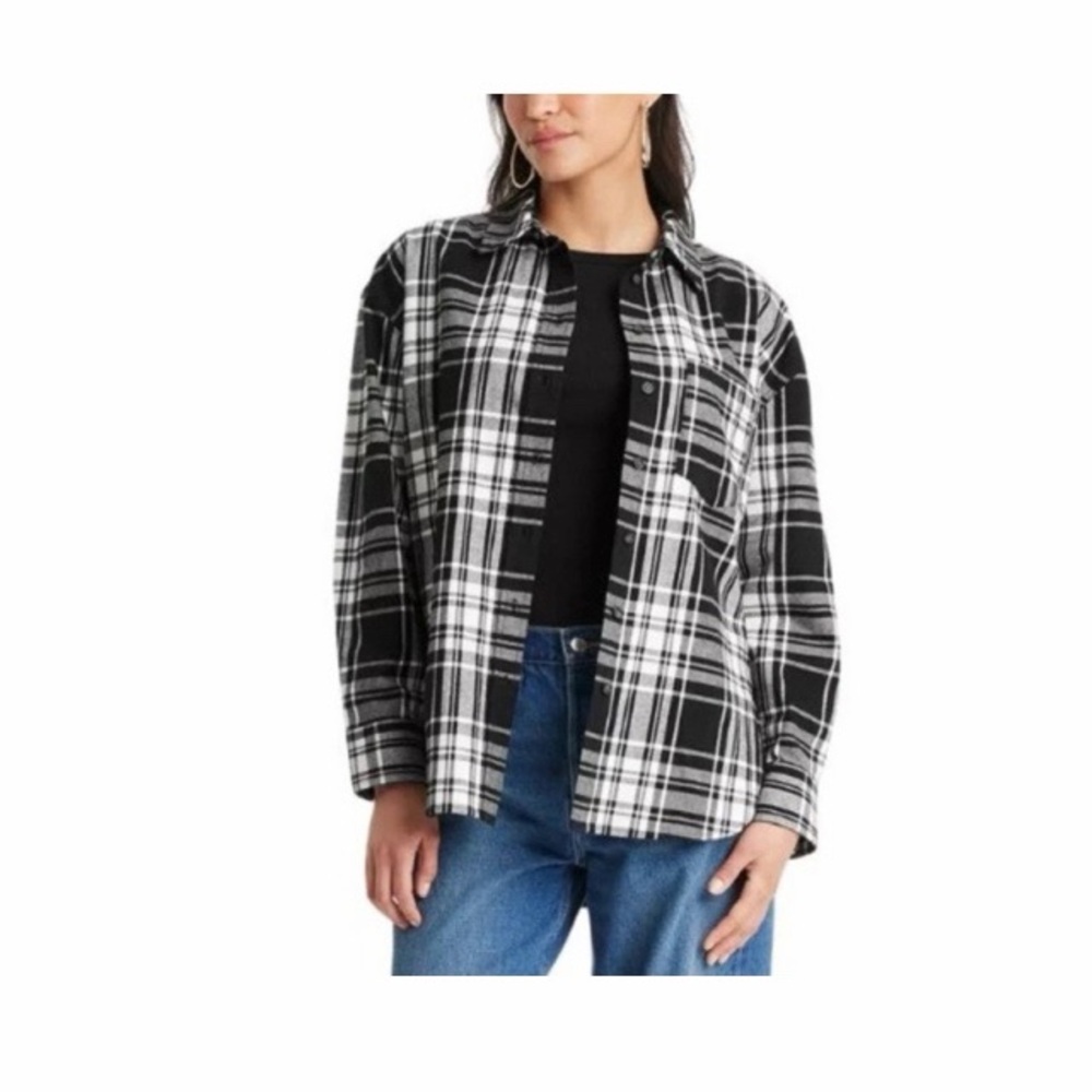 Universal Thread Plaid Button Up‎ Oversized Flannel Shirt NWT